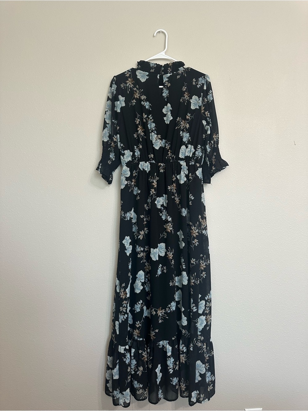 Baltic Born Black Maxi Dress with Pale Blue Floral Print - Picture 4 of 5
